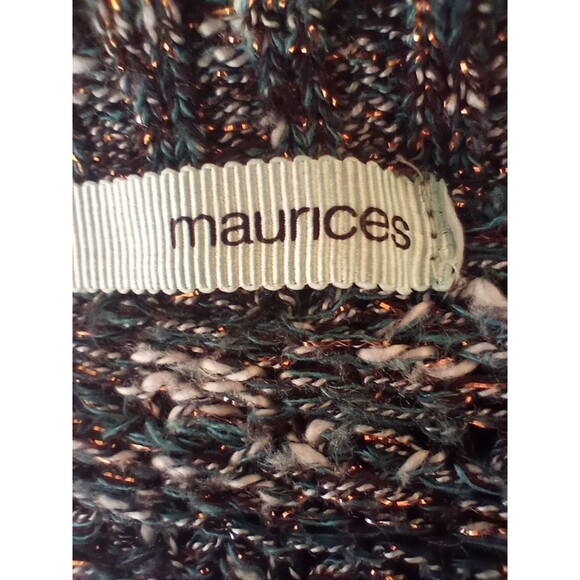 Maurices Womens Sweater Lg Green and Copper Metallic Open Knit Fabric 3/4 Sleeve - Picture 12 of 15